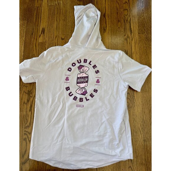 Baseballism Mens XL Short Sleeve Hoodie Grape Doubles & Bubbles White Purple Dra - Picture 1 of 5